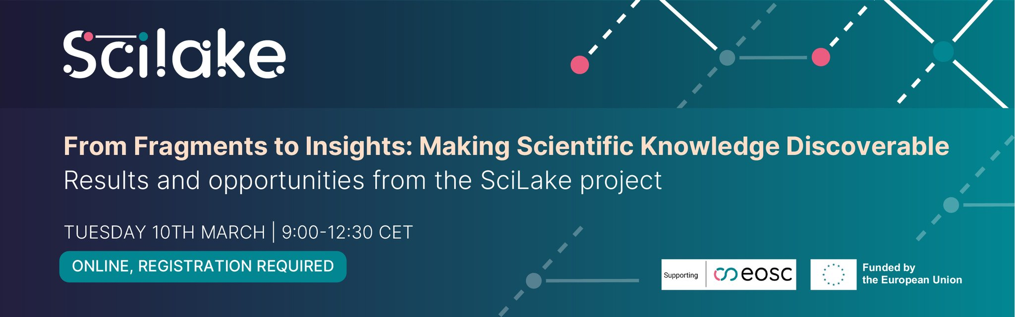 From Fragments to Insights: Making Scientific Knowledge Discoverable Results and opportunities from the SciLake project. TUESDAY 10 March 9:00-12:30 CET. ONLINE, REGISTRATION REQUIRED
