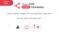 OpenAIRE Graph Training. Unlock research insighte with the OpenAIRE Graph APIs. 20 June 2025, 14:00-16:00 CEST